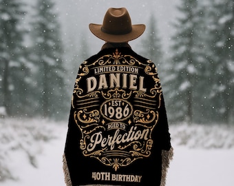 Aged to Perfection Woven Blanket Personalized Throw, Custom Birthday Gift Blanket for Him or Her, Funny Retirement Gift Blanket
