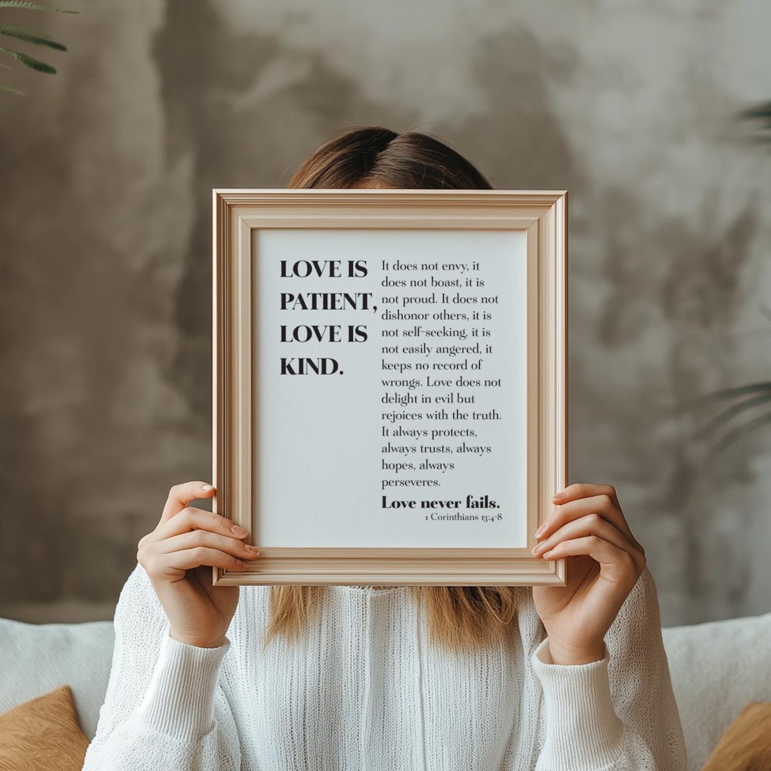 1 Corinthians 13:4-8, Love Wall Art, Bible Verse Wall Art, Love is ...