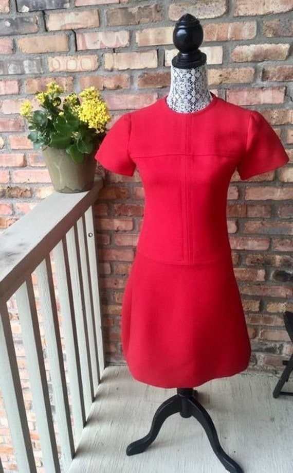 Vintage 1960s Mod Sophie Nat Paris Red Dress, Dayt