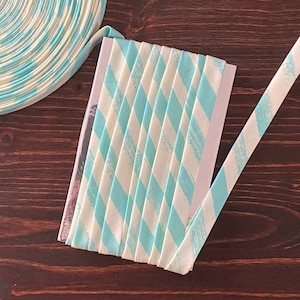 Bias Tape 1/2&quot; double fold bias tape BY THE YARD - Pop Zip Stripe Aqua - Rashida Coleman Hale for Ruby Star Society - 100% Cotton