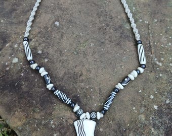 U S Blues, Uncle Sam, Hemp Bone bead necklace