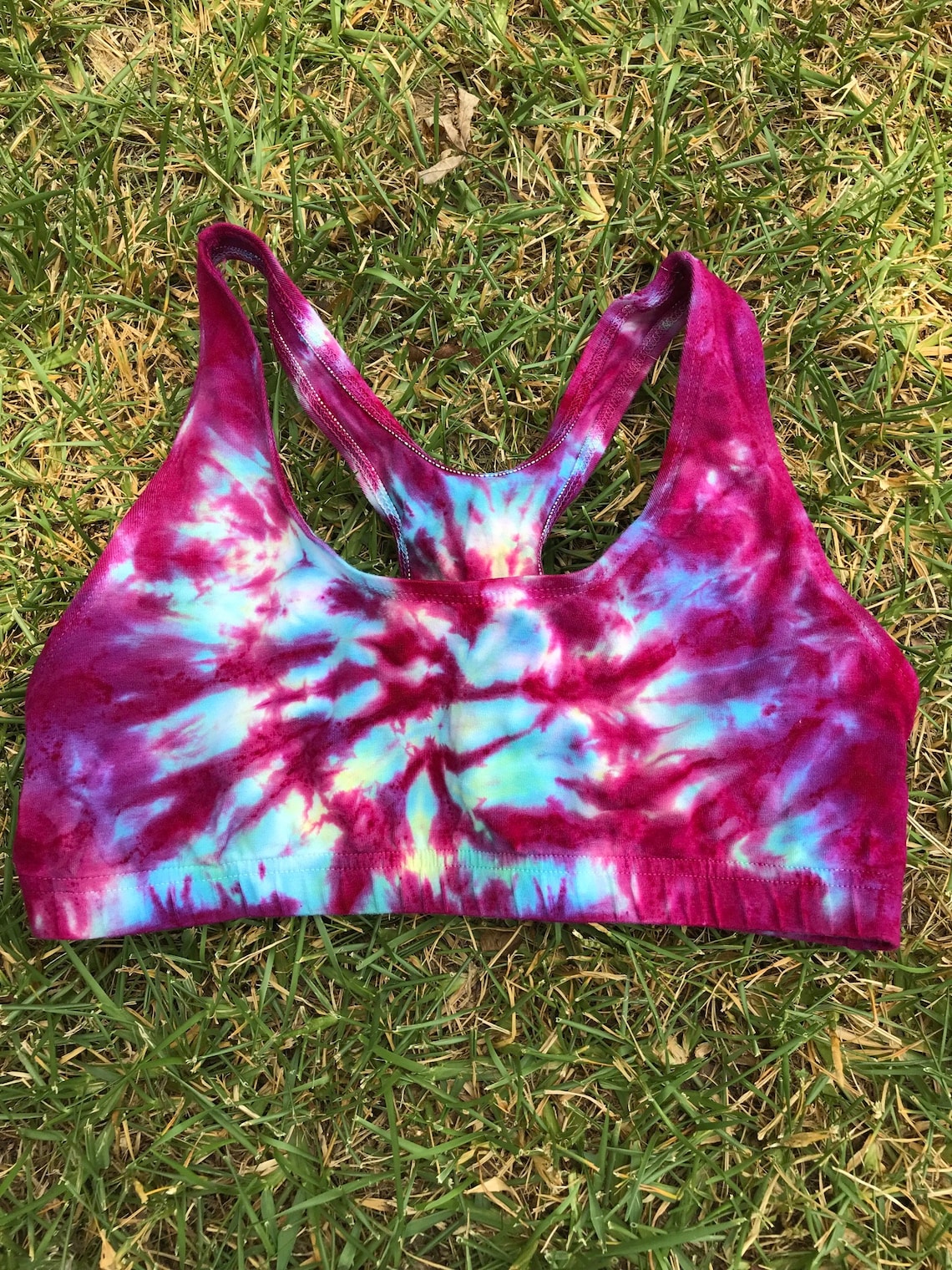 Tie Dye Sports Bra, Yoga Top, Tie Dye Clothing, Size Medium, Sports Bra, Namaste Clothing, Red