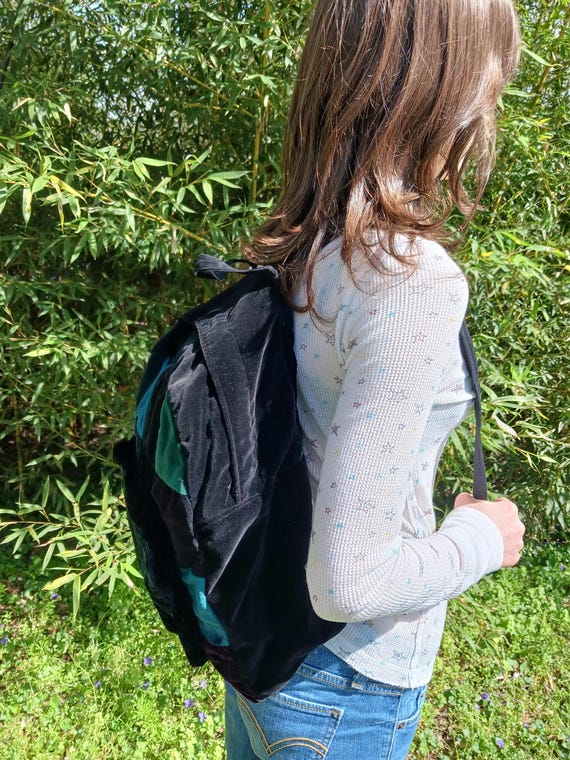 Vintage Velour Patchwork Backpack - image 5