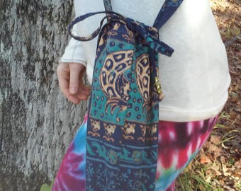 Water Bottle Bag, Indian Print Bottle Bag, Large Water Bottle Bag, Festival Bling, Grateful Dead, Dead and Company, Jerry Garcia, Bob Weir