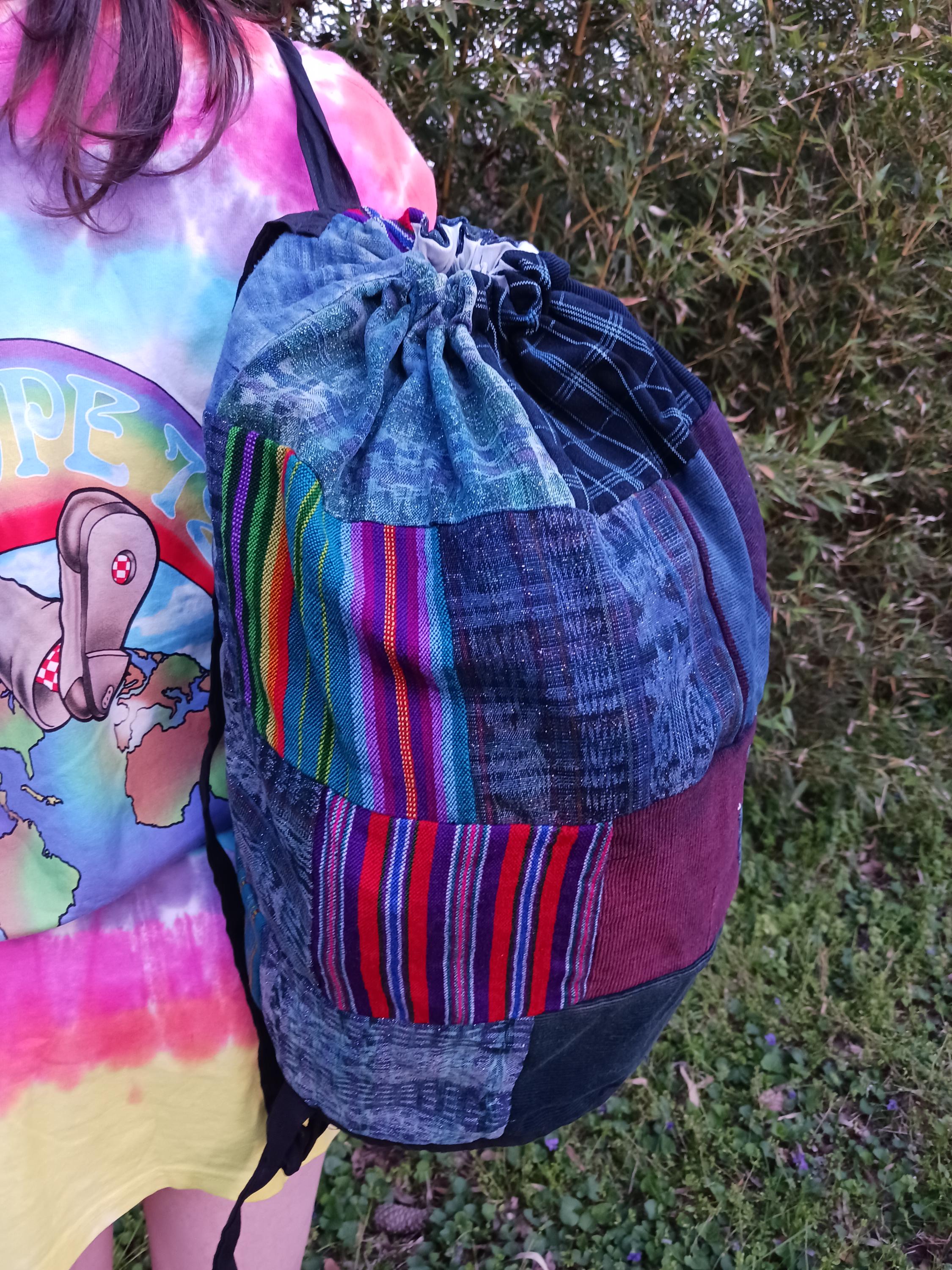 Patchwork Guatemalan Elephant Backpack Customised Backpack for Kids - Running Baby Elephant - Upcyclie main image 3