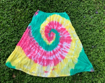 Bohemian Tie Dye Gauze Tier Skirt, FREE SHIPPING, Size 3XL