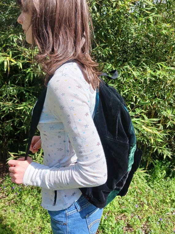 Vintage Velour Patchwork Backpack - image 4