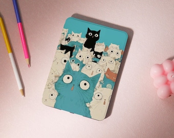 Colorful Cat Characters Kindle Case, Kindle Cover for Kindle Paperwhite Case 1/2/3/4,Kobo Case,Kindle 10th 11th Acrylic Case With Hand Strap