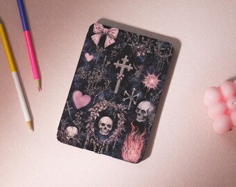 Étui pour Kindle Paperwhite avec têtes de mort florales 1/2/3/4, Kindle 2022/2024, symboles gothiques, étui pour Kindle Paperwhite, étui Kindle avec réveil/sommeil automatique