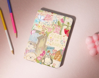 Cute bear collage Kindle Case Custom For Paperwhite 1/2/3/4, Kindle 2019/2022, Kindle Paperwhite Cover, Kindle Acrylic Case With Hand Strap