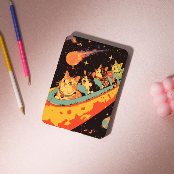 Cat in space Kindle Case, Kindle Cover for Kindle Paperwhite Case 1/2/3/4,Kobo Case,Kindle Paperwhite 10th 11th Acrylic Case With Hand Strap