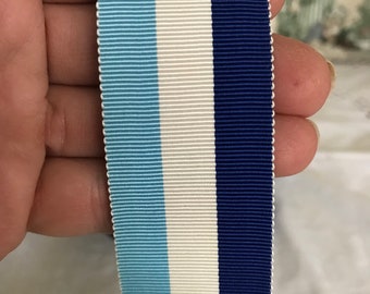 Vintage Acetate Grosgrain Ribbon, 2 yards, 1" navy, white and sky blue stripe - for preppy belts, headbands, bows, straps, hat bands