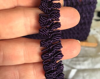 Funky Dark Purple Goth Gimp trim for jewelry and sewing swirly double twist reversible 5/8”. Sold per 2 yards