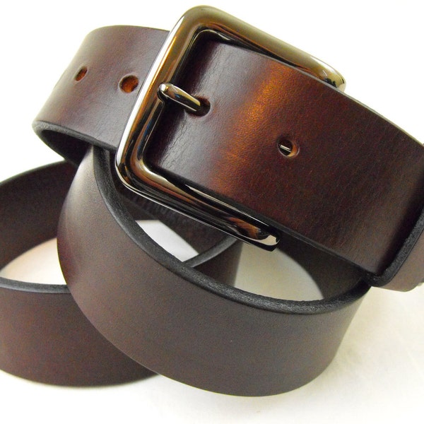 40mm Harness Leather belt Brown USA Made Full Grain with color fast men women casual dress