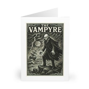 Le vampire | Illustration d'horreur gothique | 5 cartes postales avec enveloppes | Grande carte de voeux de 6 x 8 po. | Souvenir à encadrer | Idéal pour offrir