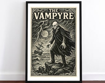 Gothic Vampire Poster Print: Victorian Horror Illustration