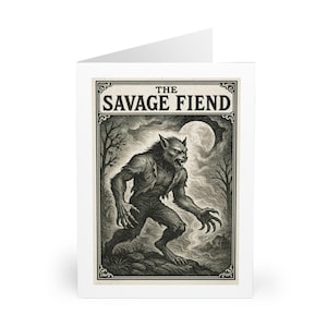 Le démon sauvage | Horreur gothique | 5 cartes postales avec enveloppes | Grande carte de voeux de 6 x 8 po. | Souvenir à encadrer | Idéal pour offrir