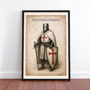 Knights Templar Medieval Style Art Poster | High Quality Professional Print