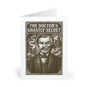 L'horrible secret du docteur | Horreur gothique | 5 cartes postales avec enveloppes | Grande carte de voeux de 6 x 8 po. | oeuvre d'art à encadrer | Idéal pour offrir