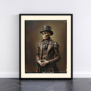 Steampunk Skeleton Poster | 16x20 Inch Victorian Horror Print | Gothic Macabre Wall Art | Dark Fantasy Home Décor