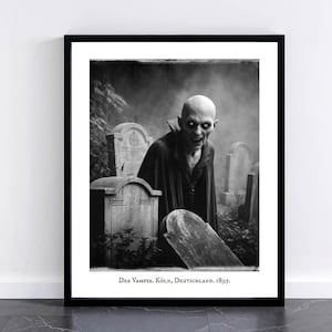 Vampire Gothic Wall Art Poster. Vampire Art. Folk Art. Horror Art. Professional Giclée print. Available in 16x20 or 8x10 inch sizes.