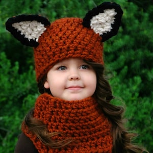 Crochet Pattern - The Fáline Fox Hat and Cowl Set (Baby, Toddler, Child sizes)