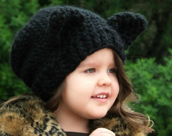 The Panther Slouchy and Wrist Warmers Set - Crochet Pattern (Baby, Toddler, Child sizes)