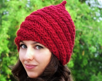 Adult Gnome Hat Knitting Pattern - English, Deutsch (German)