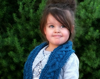 Knitting PATTERN -The Calliope Cable Scarf - Knits 6-48mos & 5-10yrs