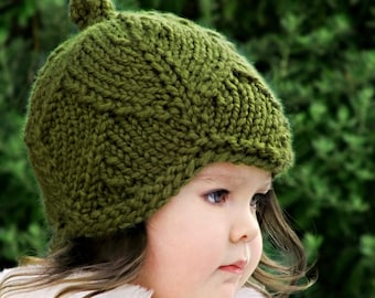 Knitting PATTERN-Baby Leaf Hat (Toddler,Child,Adult sizes)