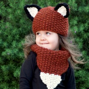 Knitting PATTERN-Baby Fox Hat and Cowl Baby,Toddler,Child sizes image 3