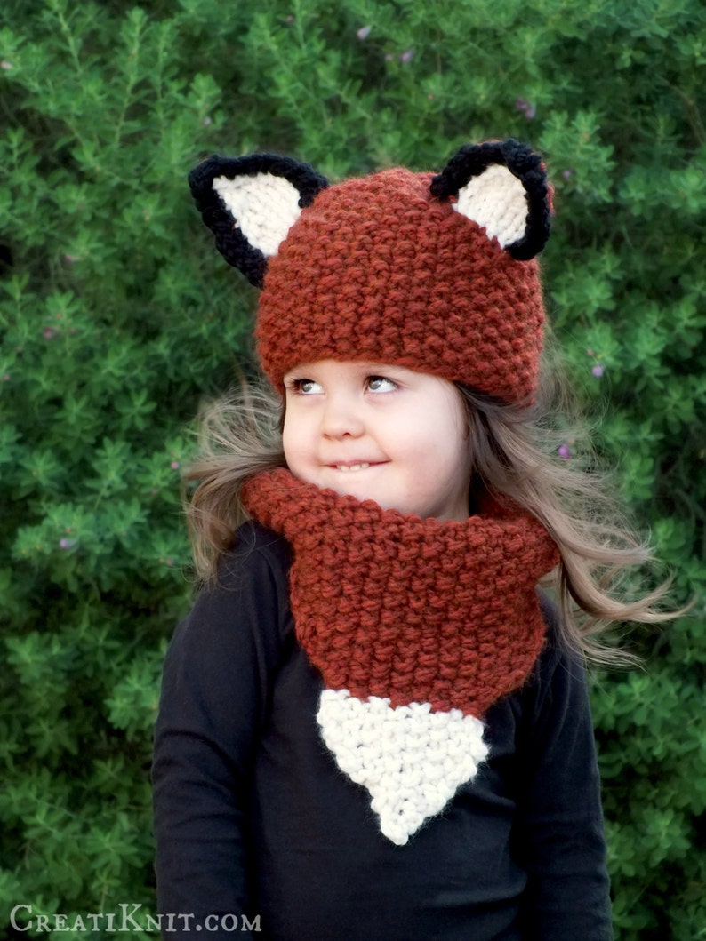 Knitting Pattern The Fox Hat and Cowl Set Baby, Toddler, Child sizes image 4