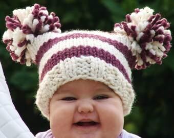 Baby Knitting Pattern - Knit Hat Knitting pattern PDF - Pom Pom Hat Pattern - Jester Hat Pattern Winter Accessories Knits Sizes: 0-48 Months