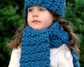 Crochet Pattern -The London Hat & Scarf Set ( Baby, Toddler, Child sizes)