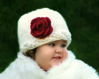 KNITTING PATTERN - Baby Rose Hat (Baby, Toddler, Child sizes)