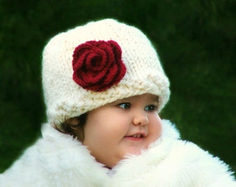 KNITTING PATTERN - Baby Rose Hat (Baby, Toddler, Child sizes)