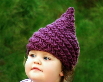 Gnome Hat Baby Elf Hat Infant Gnome Hat Newborn Munchkin Hat Knit Baby Pixie Hat Infant Girl Knit Hat 0-6/12-48mo