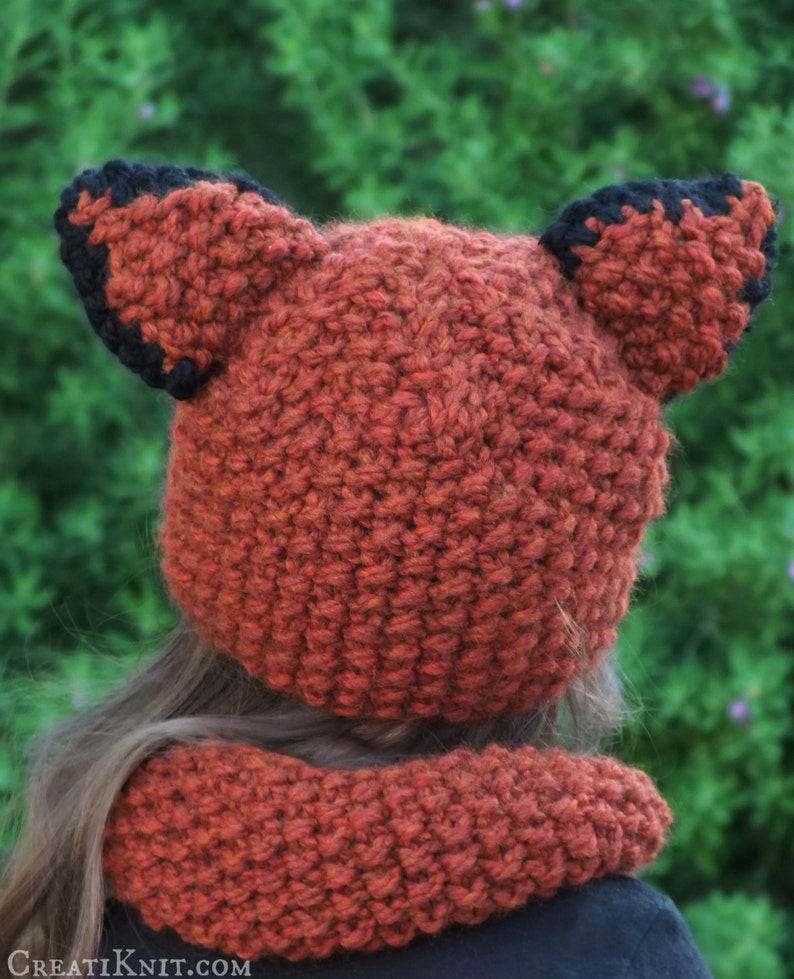 Knitting PATTERN-Baby Fox Hat and Cowl Baby,Toddler,Child sizes image 5