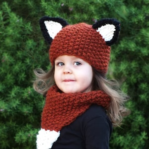 Knitting PATTERN-Baby Fox Hat and Cowl Baby,Toddler,Child sizes image 1