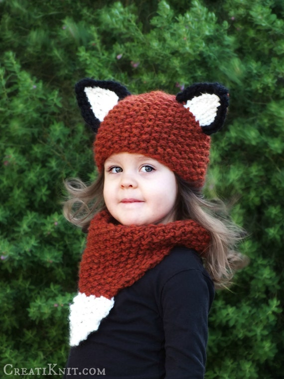 Knitting Pattern-baby Fox Hat and Cowl 