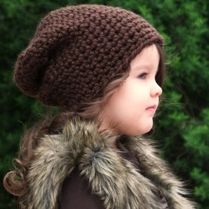 The Chestnut Slouchy Hat Crochet Pattern (Baby, Toddler, Child sizes)