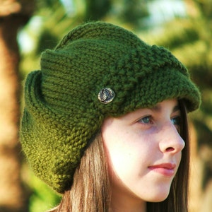 Knitting Pattern - Erwachsene Newsboy Hat Muster