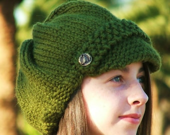 Knitting Pattern - modèle de chapeau Newsboy adulte