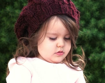 Knitting PATTERN-Baby Slouch Cables Hat (Baby,Toddler,Child sizes)