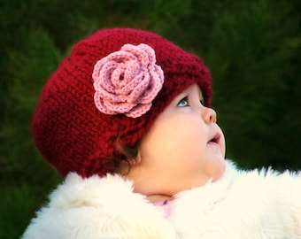 Knitting PATTERN-Baby Rose Hat (Baby,Toddler sizes)
