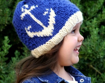 Knitting PATTERN-The Harbor Anchor Hat (24-48mos,Child,Adult sizes)