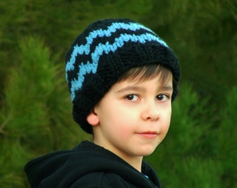Boys Zig Zag Beanie - Knitting Pattern