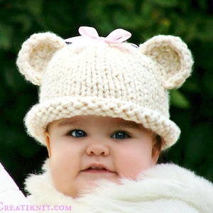 KNITTING PATTERN-Baby Bear Hat (Baby,Toddler,Child sizes)