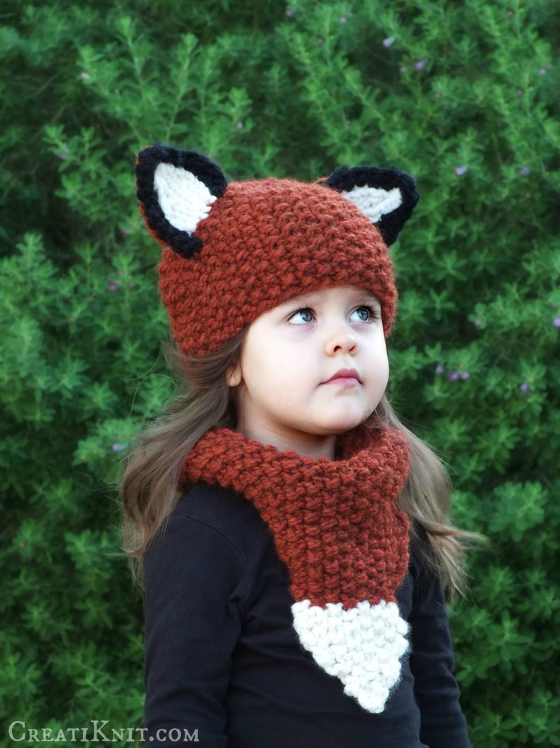 Knitting Pattern The Fox Hat and Cowl Set Baby, Toddler, Child sizes image 1