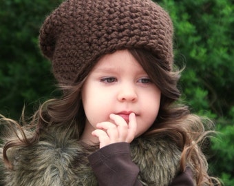The Chestnut Slouchy Hat Crochet Pattern (Baby, Toddler, Child sizes)